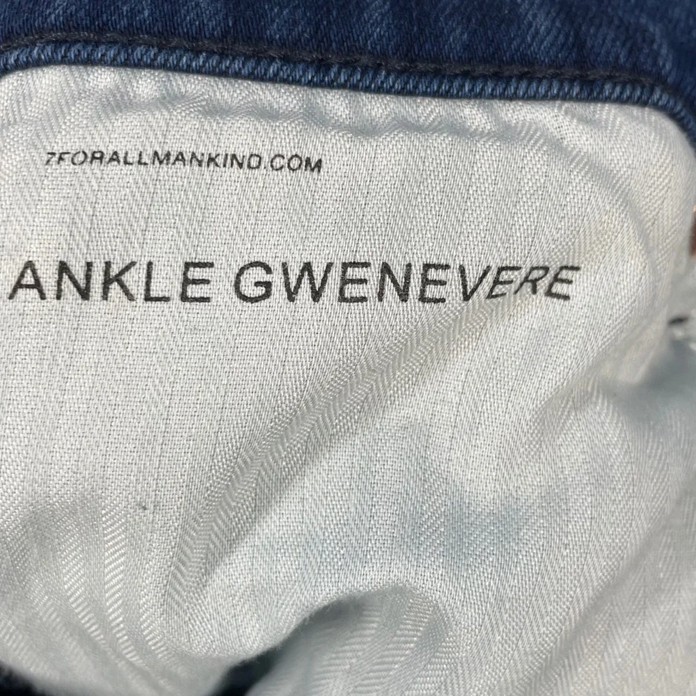 7 For All Mankind Blue Ankle Gwenevere Split Hem Skinny Jeans Womens 26